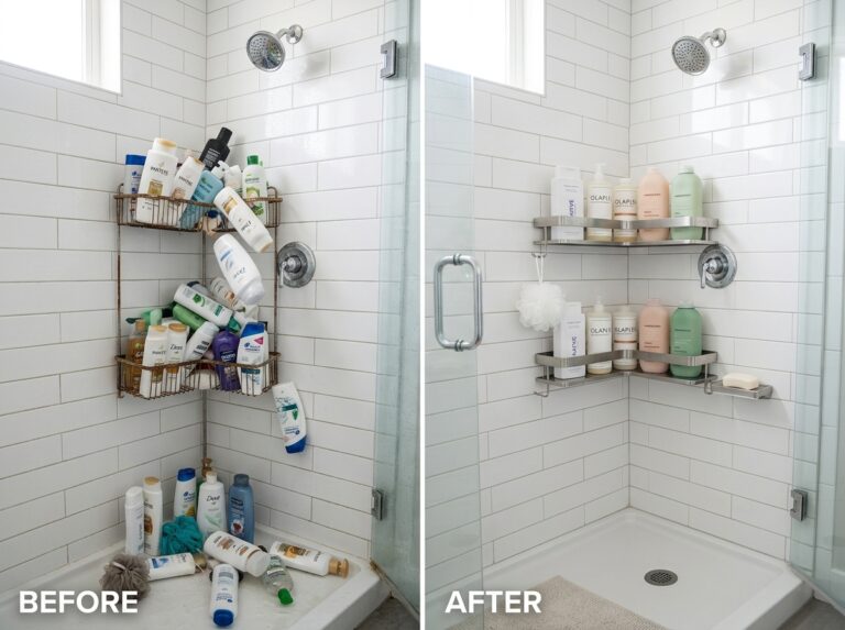 Bathroom shower shelves