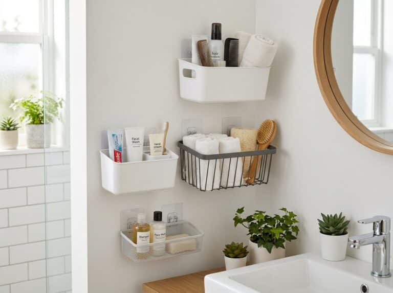 stickable wall storage baskets